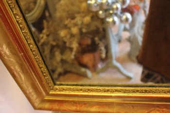 Miroir Rectangle Louis Philippe, Feuille d'Or Et Mercure 76 X 110 Cm