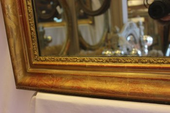 Miroir Rectangle Louis Philippe, Feuille d'Or Et Mercure 76 X 110 Cm