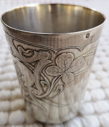 Timpani floral decoration, sterling silver fleur-de-lis, punch neck brace Monogram "RA"
