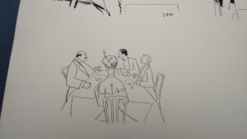 Lithograph under glass signed by SEM- "Au café de paris "circa 1900