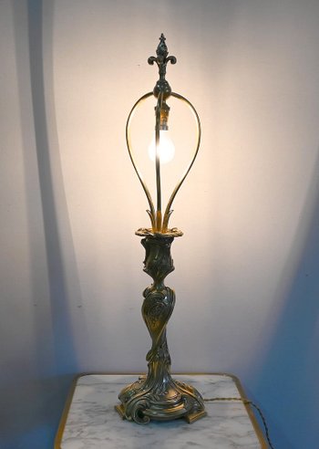 Art Nouveau lamp in gilded bronze - Late 19th century