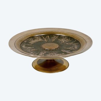 Tazza-Schale aus vergoldeter Bronze, signiert F. Levillain, F. Barbedienne - XIX.