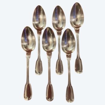 Nice set of 6 small spoons Filet in silver plated metal from the House of Christofle