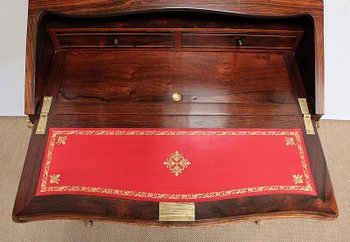 Piccola Vetrina Scrivania in Palissandro e Intarsio, Periodo Napoleone III - Metà XIX Secolo