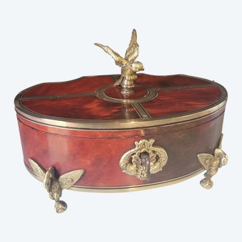 Antique French Jewelry Box Napoleon III 3 Victorian Wooden Box XIX Century decorated with gold bronzes and tortoiseshell