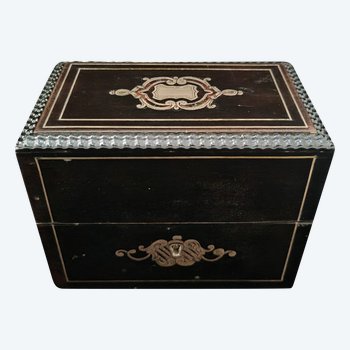 Antique coffret à odeur Française Napoleon III 3 Victorian Boîte en Bois XIX Siècle agrémenté d'une marqueterie