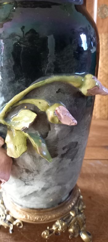 Grande vaso in ceramica con fiori / Napoleone III