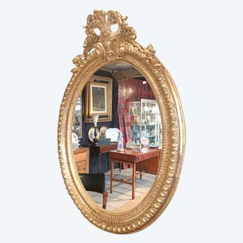 Mirror - Oval - Gilded wood - End of XIX E S.