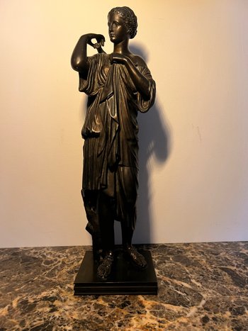 Statua in bronzo di donna greca Artemide 44 cm