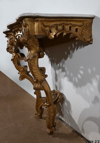 Console d’Applique en Bois Doré, style Louis XV, époque Napoléon III – Milieu XIXe