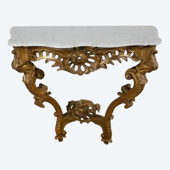 Wandkonsole aus vergoldetem Holz, Stil Louis XV, Epoche Napoleon III - Mitte 19.