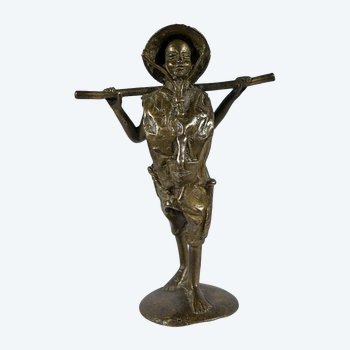 Bronze « Le Paysan Indochinois », Asie – Début XXe