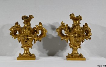 Florentine Fire Pots in Gilded Limewood - Late 18th century