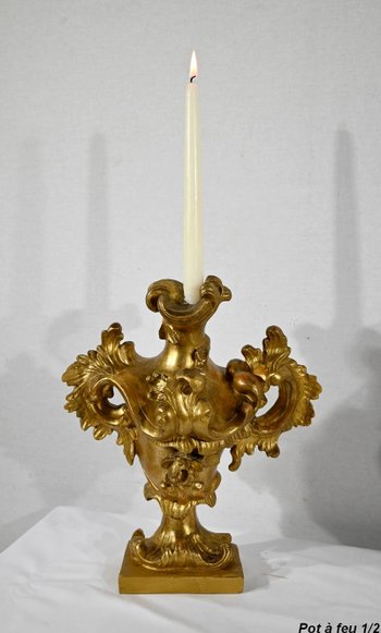 Florentine Fire Pots in Gilded Limewood - Late 18th century