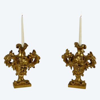 Florentine Fire Pots in Gilded Limewood - Late 18th century