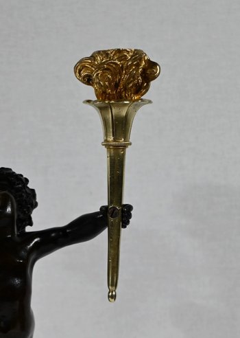 Ein Paar Kerzenständer aus Bronze und Marmor - 1. Teil des 19.