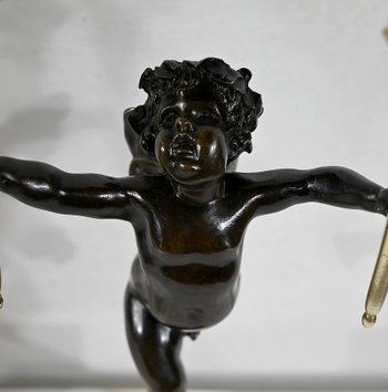 Ein Paar Kerzenständer aus Bronze und Marmor - 1. Teil des 19.