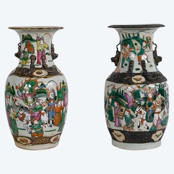 Pair of Nanjing Porcelain Vases, China - Late 19th century