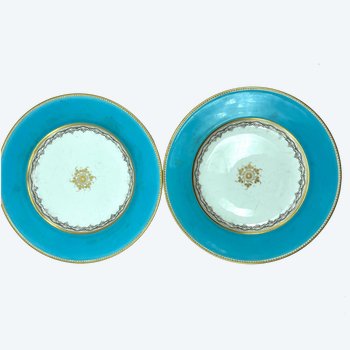 Set of 2 porcelain plates from Paris