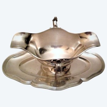 Élégante saucière style louis XVI argent massif minerve orfèvre B. Buissas XIXème