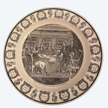 Montereau plate Greek independence - The Greek committee chaired by Mr de Chateaubriand