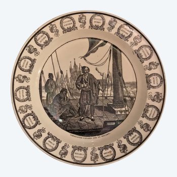 Montereau plate Greek Independence - Constantin Canaris on a burner