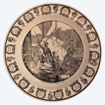 Montereau plate Greek independence - Miaulis taking a Turkish ship