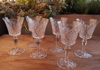 6 bicchieri da vino bianco in cristallo molato Saint-Louis (rif C 0054)