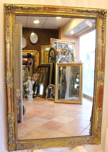 Large Antique Gold, Patina And Mercury Fireplace Mirror 103 X 148 Cm