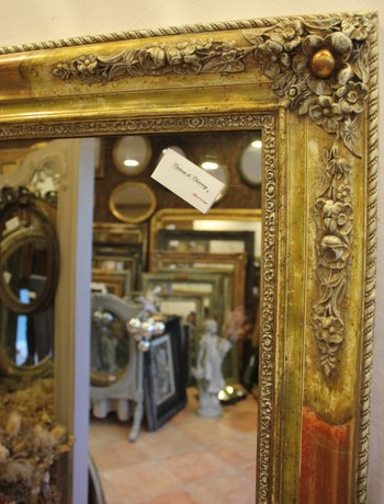 Large Antique Gold, Patina And Mercury Fireplace Mirror 103 X 148 Cm