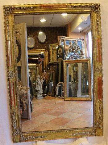Large Antique Gold, Patina And Mercury Fireplace Mirror 103 X 148 Cm