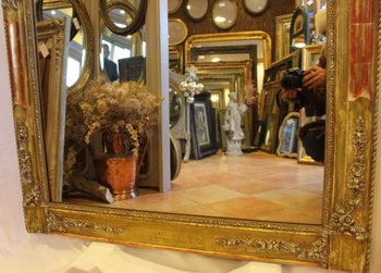 Large Antique Gold, Patina And Mercury Fireplace Mirror 103 X 148 Cm