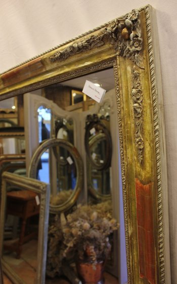 Large Antique Gold, Patina And Mercury Fireplace Mirror 103 X 148 Cm