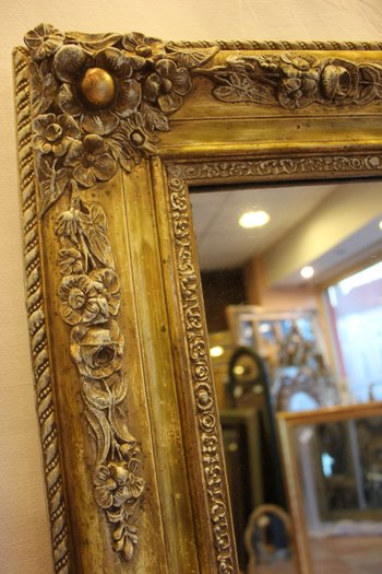 Large Antique Gold, Patina And Mercury Fireplace Mirror 103 X 148 Cm