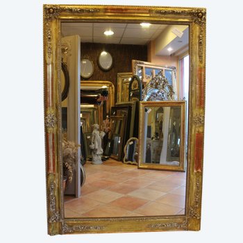 Large Antique Gold, Patina And Mercury Fireplace Mirror 103 X 148 Cm