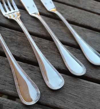 2 individual fish cutlery sets model Perles orfèvrerie Christofle
