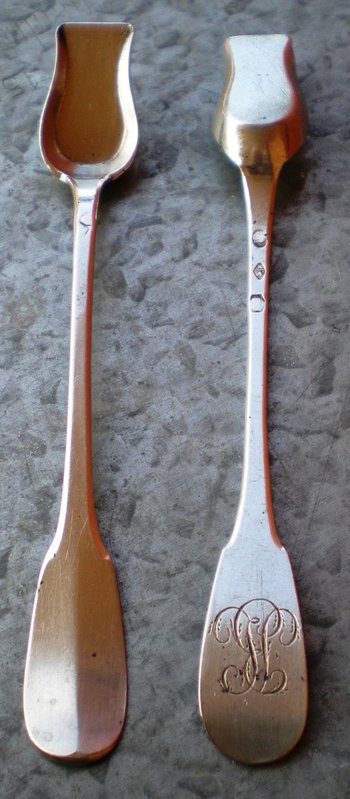 Pair of solid silver salt shovels old man monograms Toulouse guarantee (Ref A 0120)