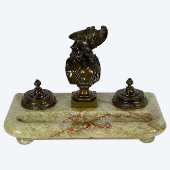 Important Inkwell in Onyx from Pakistan and Bronze - Late 19th century