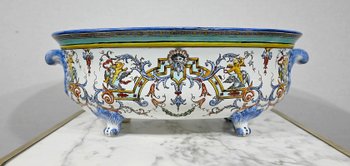 Planter in Gien earthenware, Renaissance style - Early XXth century