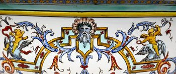 Planter in Gien earthenware, Renaissance style - Early XXth century