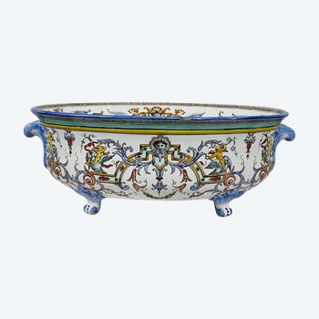 Planter in Gien earthenware, Renaissance style - Early XXth century