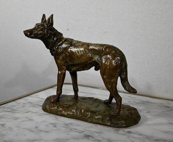 Bronzo "Il pastore tedesco", dopo P-A. Laplanche - Inizio del XX secolo