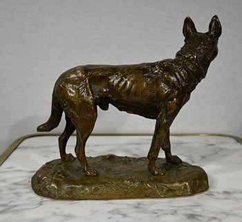 Bronzo "Il pastore tedesco", dopo P-A. Laplanche - Inizio del XX secolo