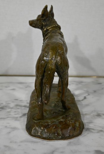 Bronzo "Il pastore tedesco", dopo P-A. Laplanche - Inizio del XX secolo