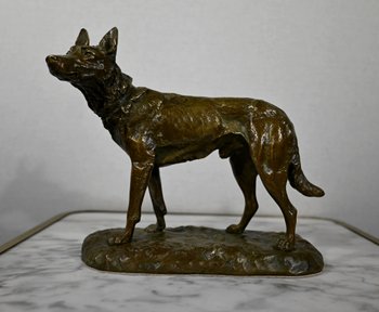 Bronzo "Il pastore tedesco", dopo P-A. Laplanche - Inizio del XX secolo