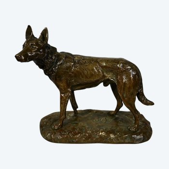 Bronzo "Il pastore tedesco", dopo P-A. Laplanche - Inizio del XX secolo