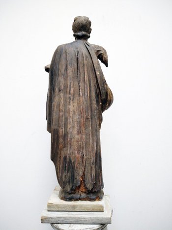 Statue St Joseph à l'Enfant Jésus Bois Sculpté 18 Siècle