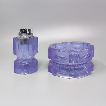 1970 Superbe ensemble à fumer violet d'Antonio Imperatore en verre de Murano. Fabriqué en Italie
