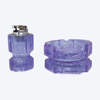 1970 Superbe ensemble à fumer violet d'Antonio Imperatore en verre de Murano. Fabriqué en Italie