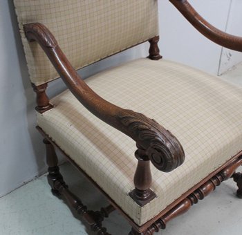 Paire de Fauteuils en Chêne Clair, style Louis XIII / Louis XIV - Début XXe